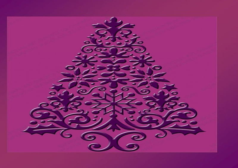Christmas Tree, purple lacy tree, christmas, 2 toned frame, HD wallpaper