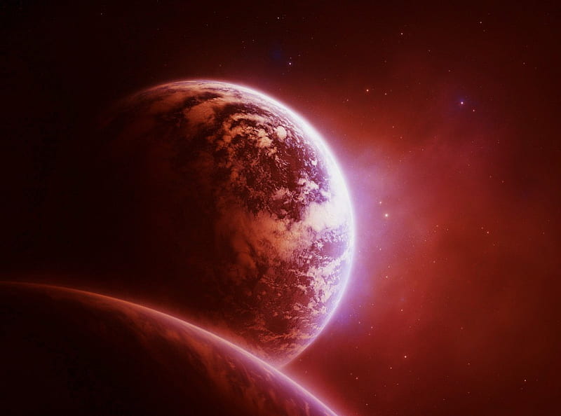 Red Space, red, planet, space, HD wallpaper