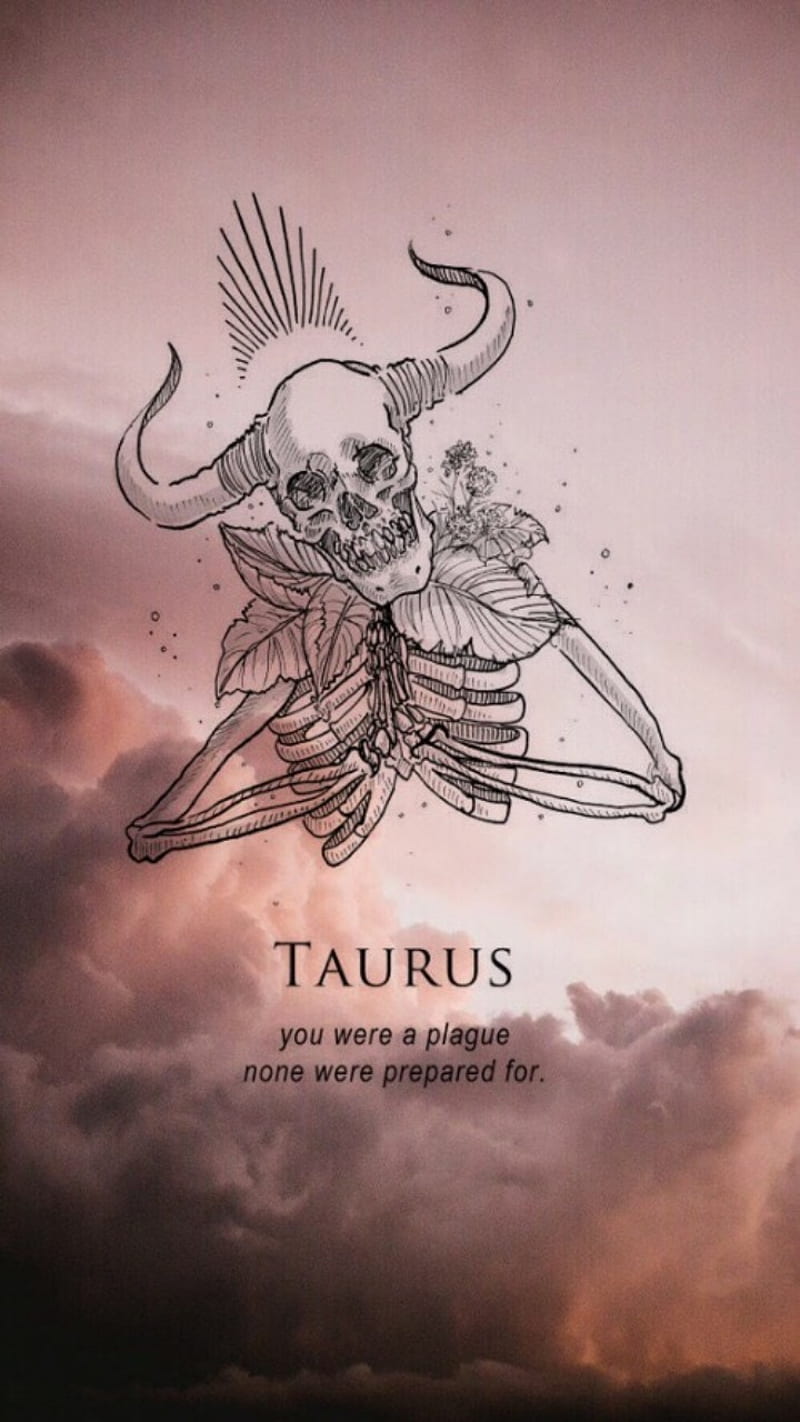 Taurus, bull, designs, drawing, signs, skull, zodiac, HD phone wallpaper