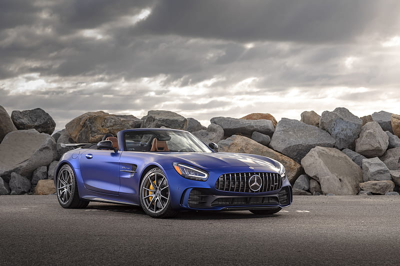 Mercedes-Benz, Mercedes-AMG GT R, Blue Car, Car, Mercedes-AMG GT R Roadster, Sport Car, Supercar, Vehicle, HD wallpaper