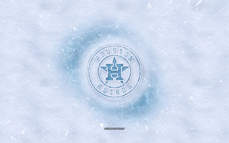 Houston Astros logo, American baseball club, winter concepts, MLB, Houston Astros ice logo, snow texture, Houston, Texas, USA, snow background, Houston Astros, baseball, HD wallpaper