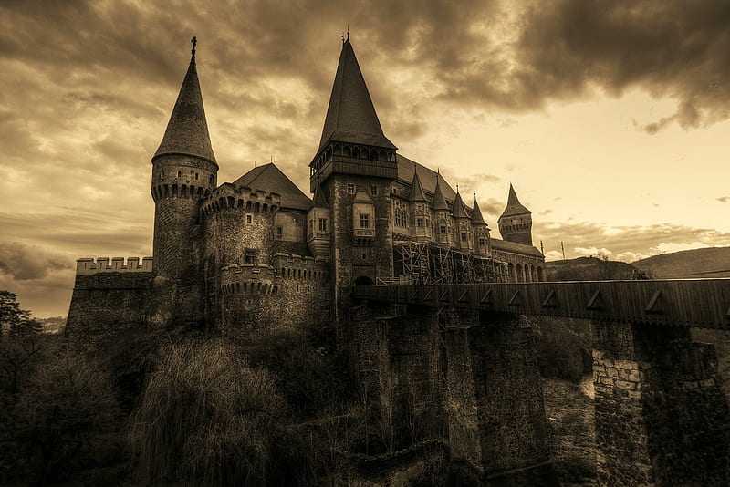 Dracula's castle, dracula, gothic, romania, horror, castle, HD wallpaper