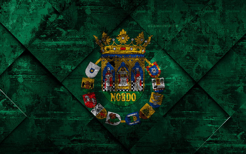 Flag of Sevilla grunge art, rhombus grunge texture, spanish province, Sevilla flag, Spain, national symbols, Sevilla, provinces of Spain, creative art, HD wallpaper