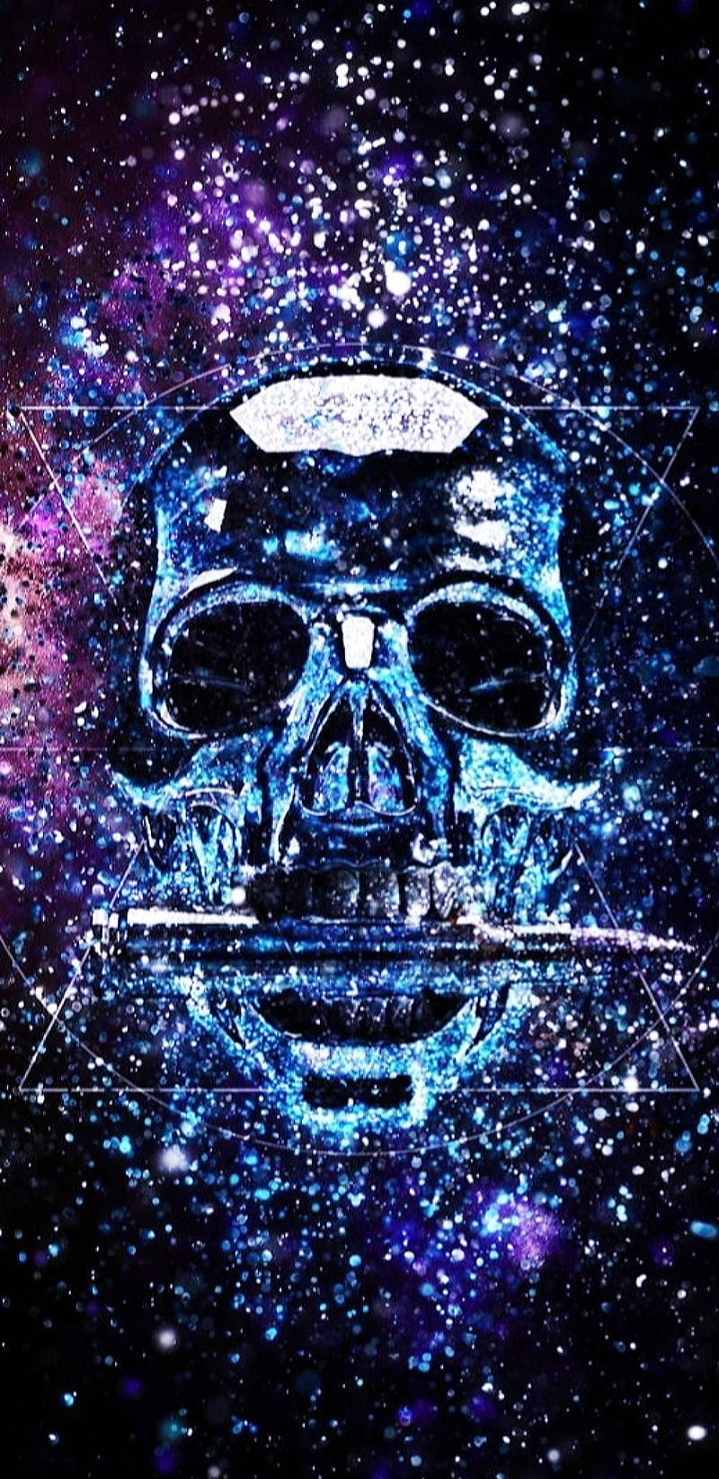 Skull N Bullet, blue, paint, purple, HD phone wallpaper