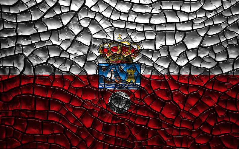 Flag of Cantabria spanish provinces, cracked soil, Spain, Cantabria flag, 3D art, Cantabria, Provinces of Spain, administrative districts, Cantabria 3D flag, Europe, HD wallpaper