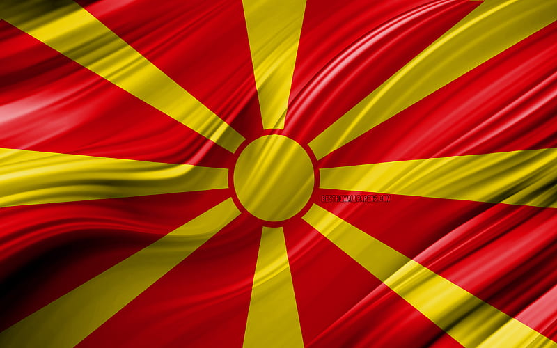 Macedonian flag, European countries, 3D waves, Flag of North Macedonia, national symbols, North Macedonia 3D flag, art, Europe, North Macedonia, HD wallpaper