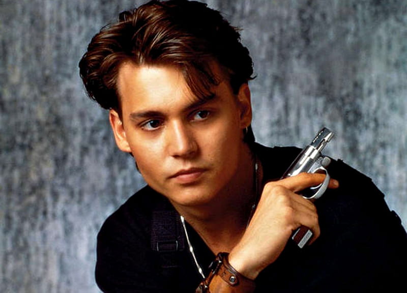 Johnny Depp, young, gun, black, hand, man, actor, HD wallpaper