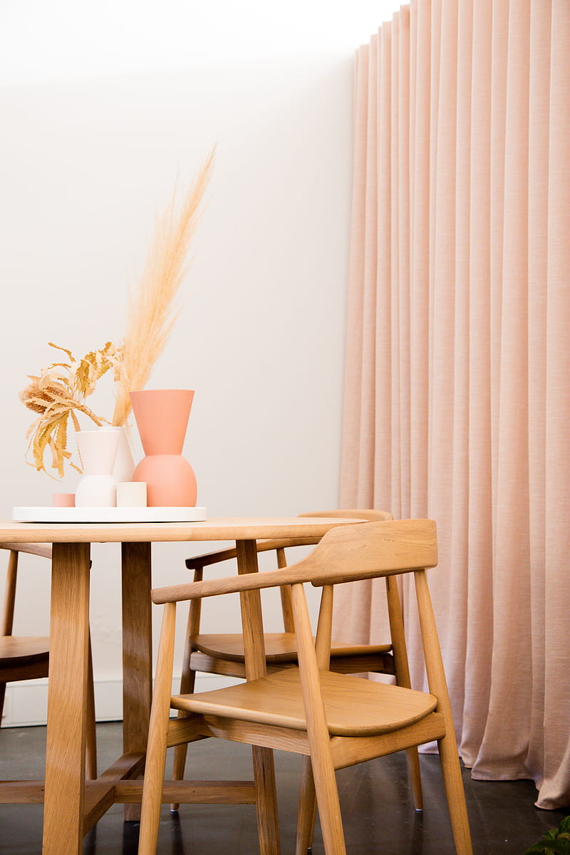 table, chairs, vase, interior, aesthetics, light, HD phone wallpaper