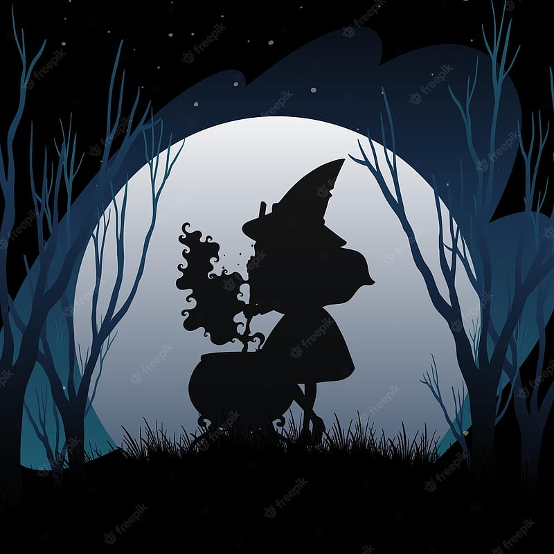 Witch silhouette moon . Vectors, Stock & PSD, Nature Witch, HD phone