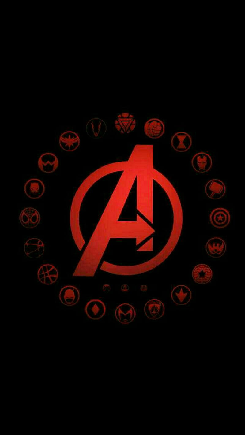 Avengers Logo, a4, avengers, end game, infinity war, logo, marvel, red, theme, HD phone wallpaper
