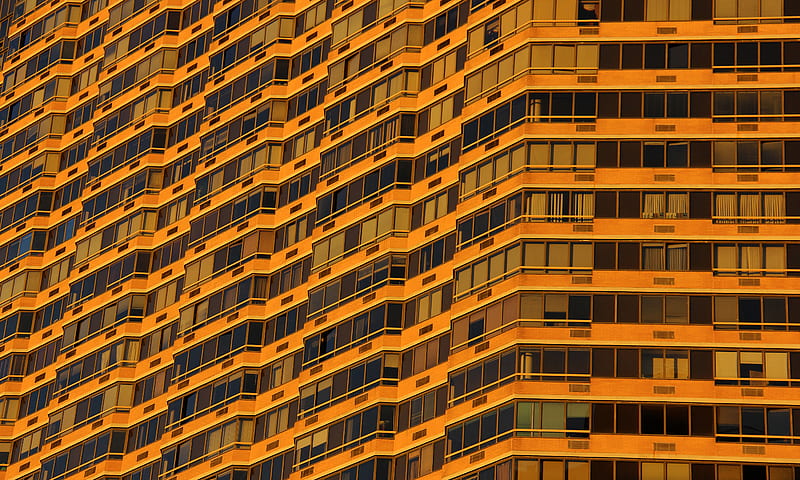 orange concrete building, HD wallpaper