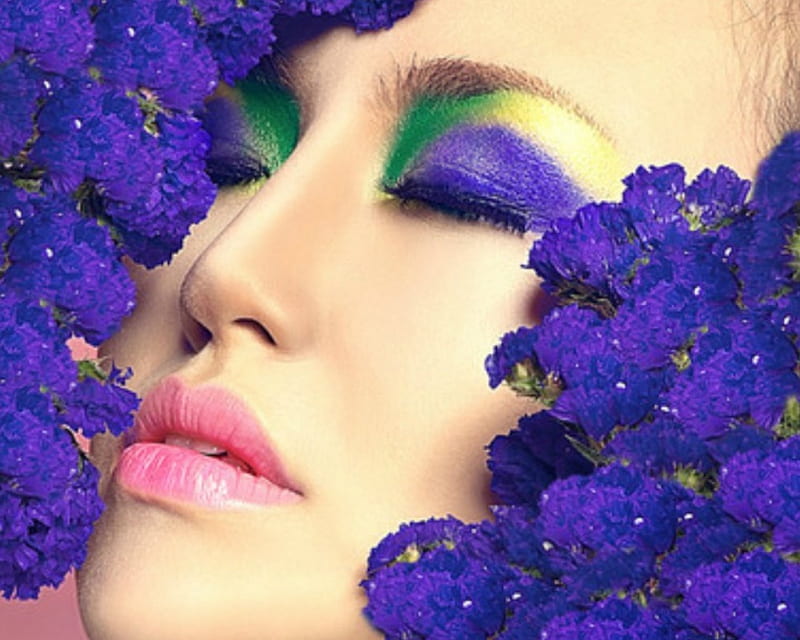 720P free download | Pretty face, flowers, face, woman, makeup, HD