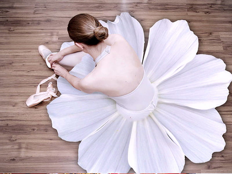 Flower dance, flower, ballerina, dance, woman, HD wallpaper