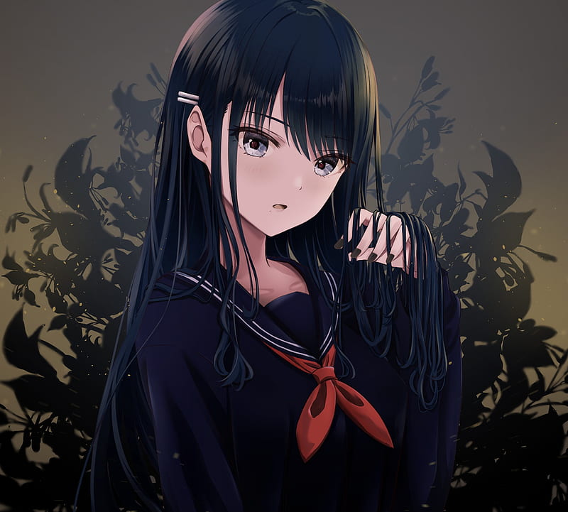 Kazano hiori, cool anime girl, black hair, school uniform, the idolmaster  cinderella girls, HD wallpaper | Peakpx