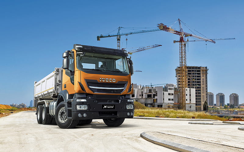 Iveco Stralis X-WAY, 2018, new truck, construction, construction of multi-storey houses, new Stralis, Iveco, LKW, HD wallpaper