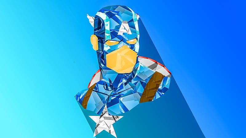 Abstract, Captain America, Facets, Low Poly, Comics, Captain America: The Winter Soldier, HD wallpaper