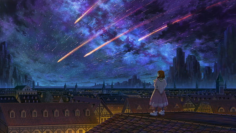 Girl Starring Starry Sky, HD wallpaper