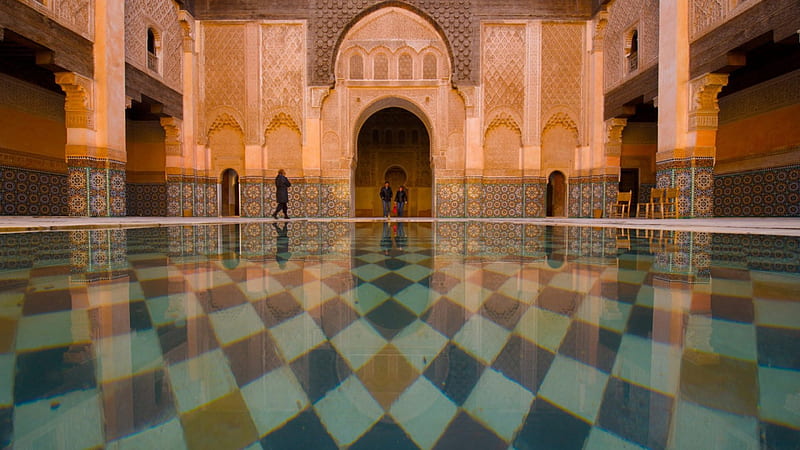 beautiful tiled mosque floor, interior, mosaic, mosque, tiles, HD wallpaper