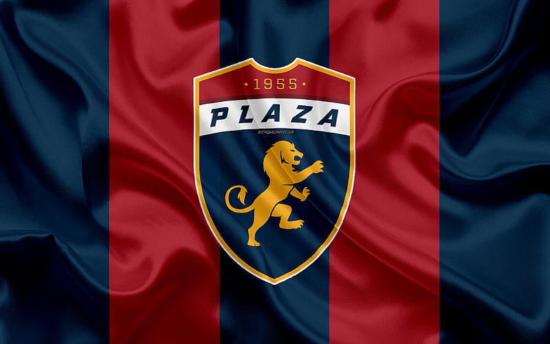 CD Plaza Amador logo, silk texture, Panama football club, red blue flag, emblem, Panamanian Football League, LPF, Panama City, Panama, football, HD wallpaper