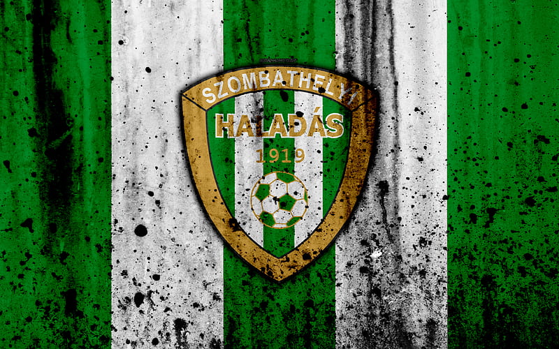 Szombathelyi Haladas FC Hungarian football club, Haladas logo, grunge, stone texture, NB I, Hungarian football league, emblem, Szombathely, Hungary, HD wallpaper