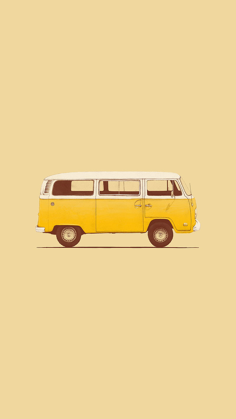 Yellow Van, 70s, Florent, beach, bus, california, car, dream, old, seventies, summer, travel, trip, vintage, HD phone wallpaper
