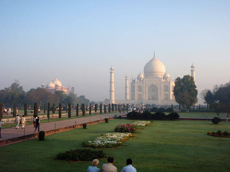 Taj Mahal 4, dawn, garden, india, marble, agra, HD wallpaper