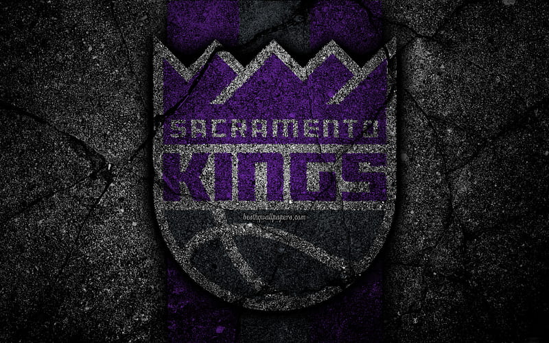 Sacramento Kings, NBA logo, black stone, basketball, Western Conference, asphalt texture, USA, creative, basketball club, Sacramento Kings logo, HD wallpaper
