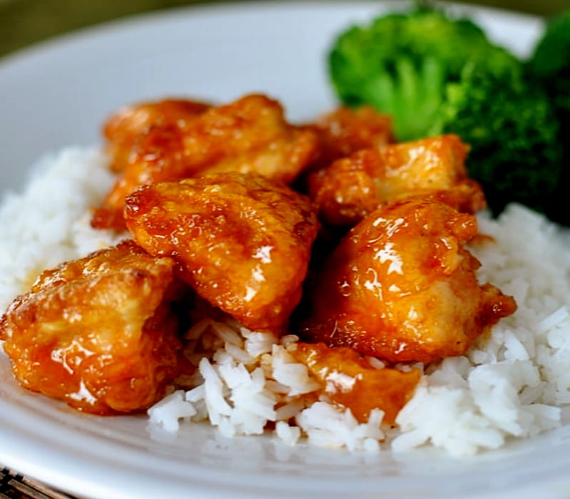 Baked Sweet And Sour Chicken, Chicken, Baked, Sour, White Rice, Sweet, HD wallpaper