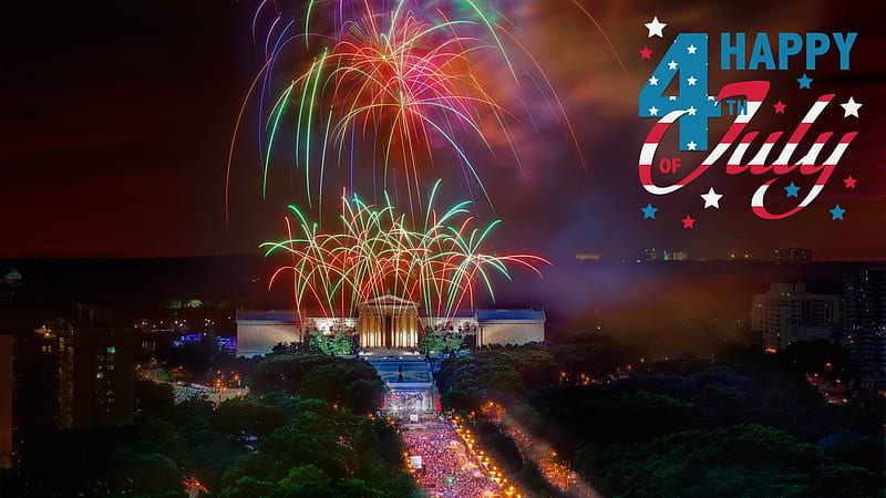 Happy 4th July, indepedance, usa, fireworks, memorial, lincoln, america, HD wallpaper