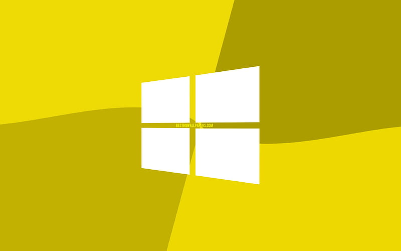 Windows 10 yellow logo Microsoft logo, minimal, OS, yellow background, creative, Windows 10, artwork, Windows 10 logo, HD wallpaper