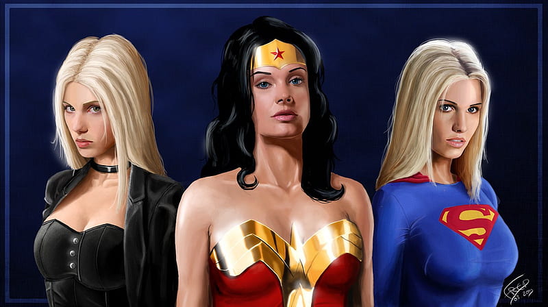 Women Of The Justice League, supergirl, wonder woman, storm, heros, HD wallpaper