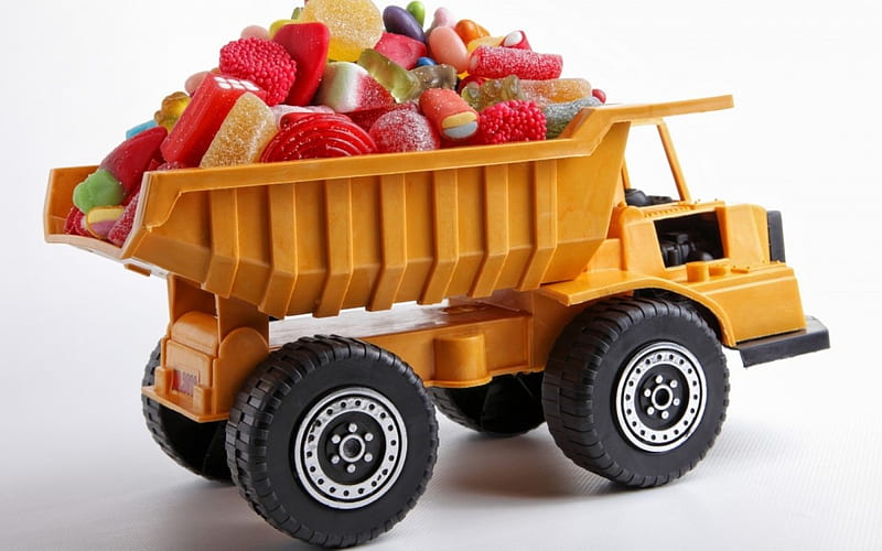 Sweet Truck, toy, candy, sweets, food, HD wallpaper