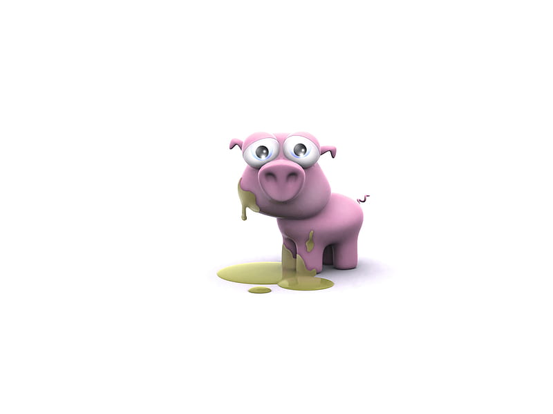 3d pig, farm, pig, 3d, nothing, oink, pink, animal, HD wallpaper
