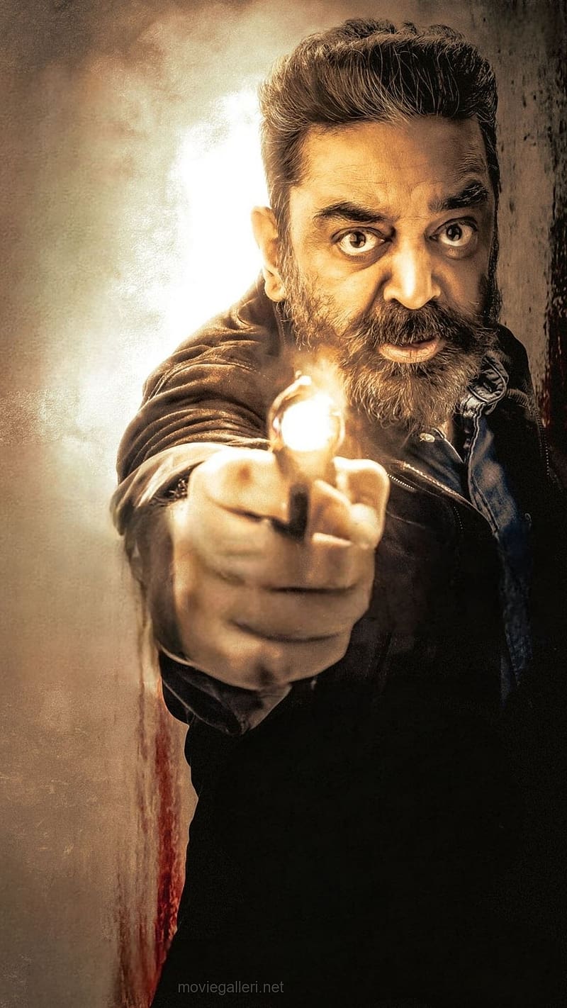 Vikram Movie, Kamal Haasan Aggressive Look, kamal haasan, aggressive look, gun fire, HD phone wallpaper