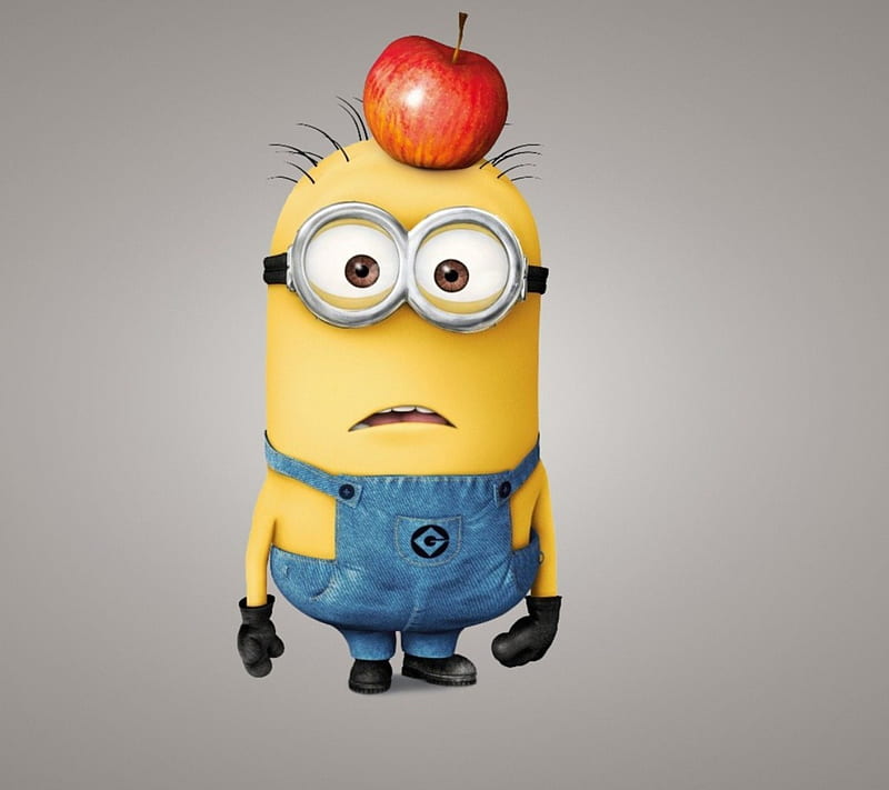 Minion with apple, awesome, love, HD wallpaper