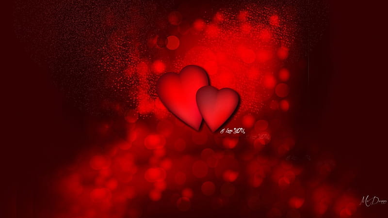 Hearts Bokeh, Valentines Day, glow, bokeh, love, shine, corazones, red and black, HD wallpaper