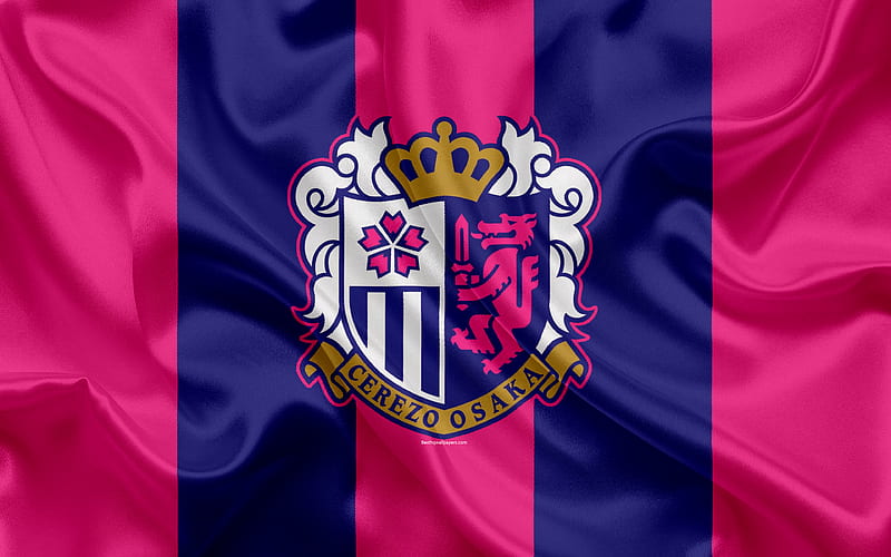 Cerezo Osaka FC Japanese football club, C-Osaka logo, emblem, J-League, football, Osaka, japan, silk flag, League Division 1, Japan Football Championship, HD wallpaper
