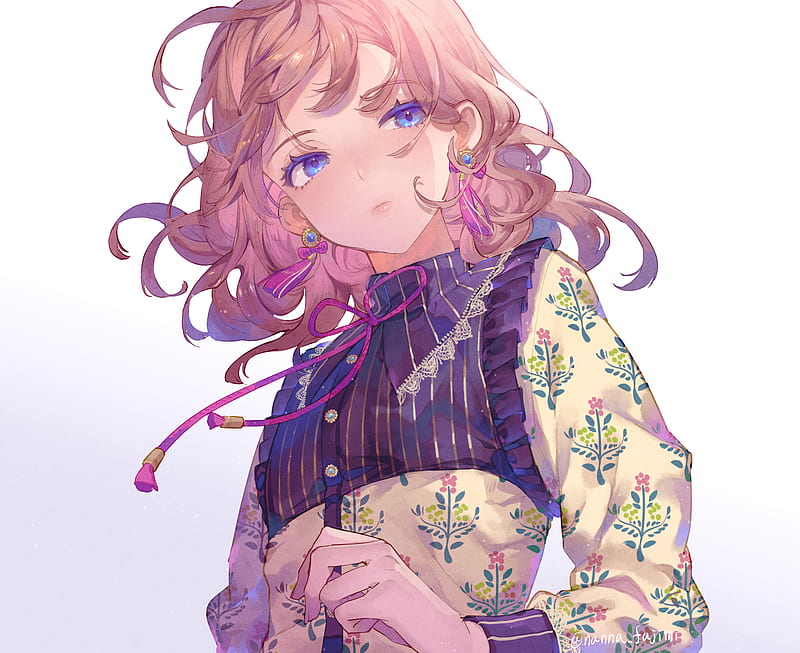 Anime, Original, Girl, Pink Hair, Purple Eyes, HD wallpaper