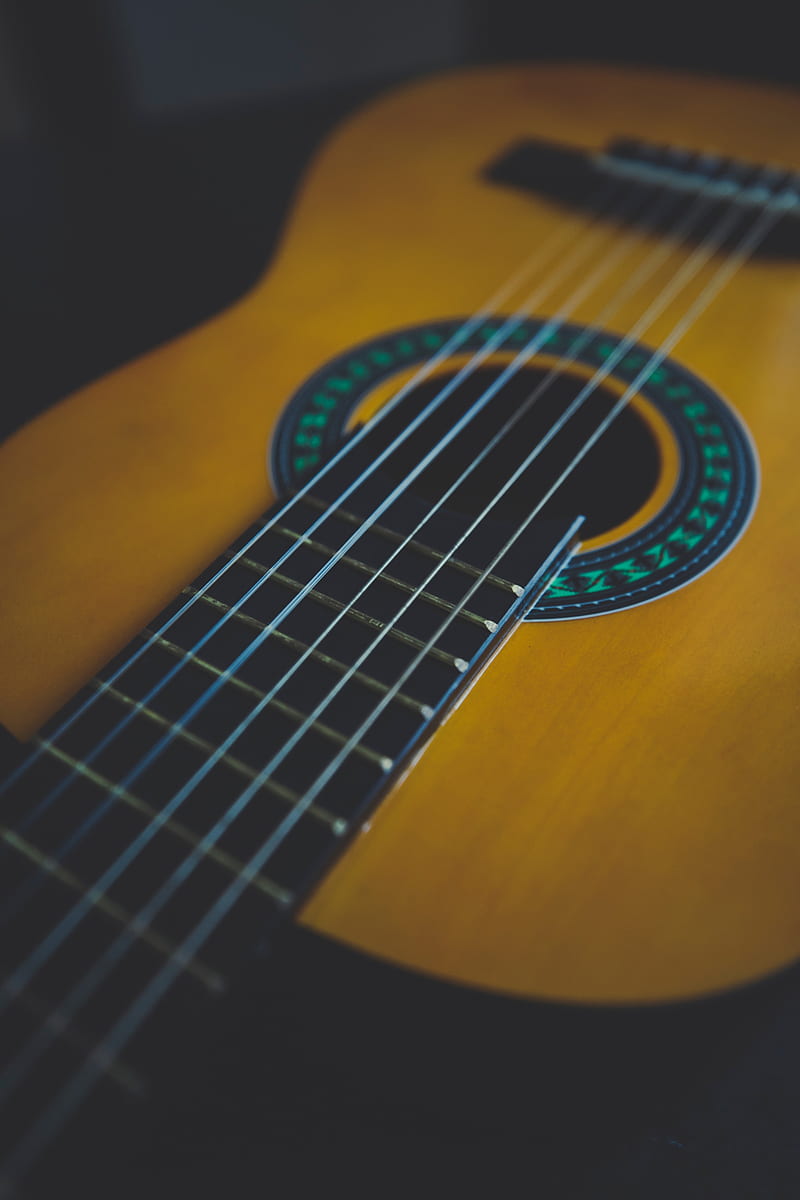 Acoustic guitar, guitar, musical instrument, brown, wooden, HD phone  wallpaper | Peakpx