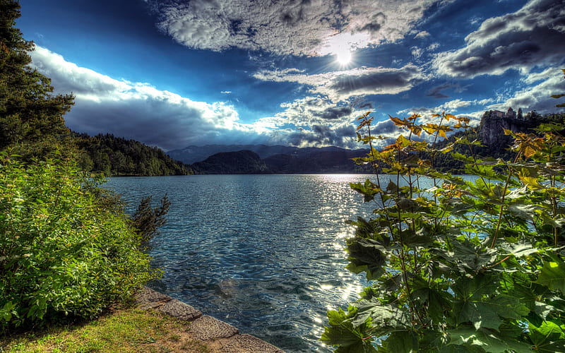 Slovenia, summer, forest, lake, mountains, R, HD wallpaper