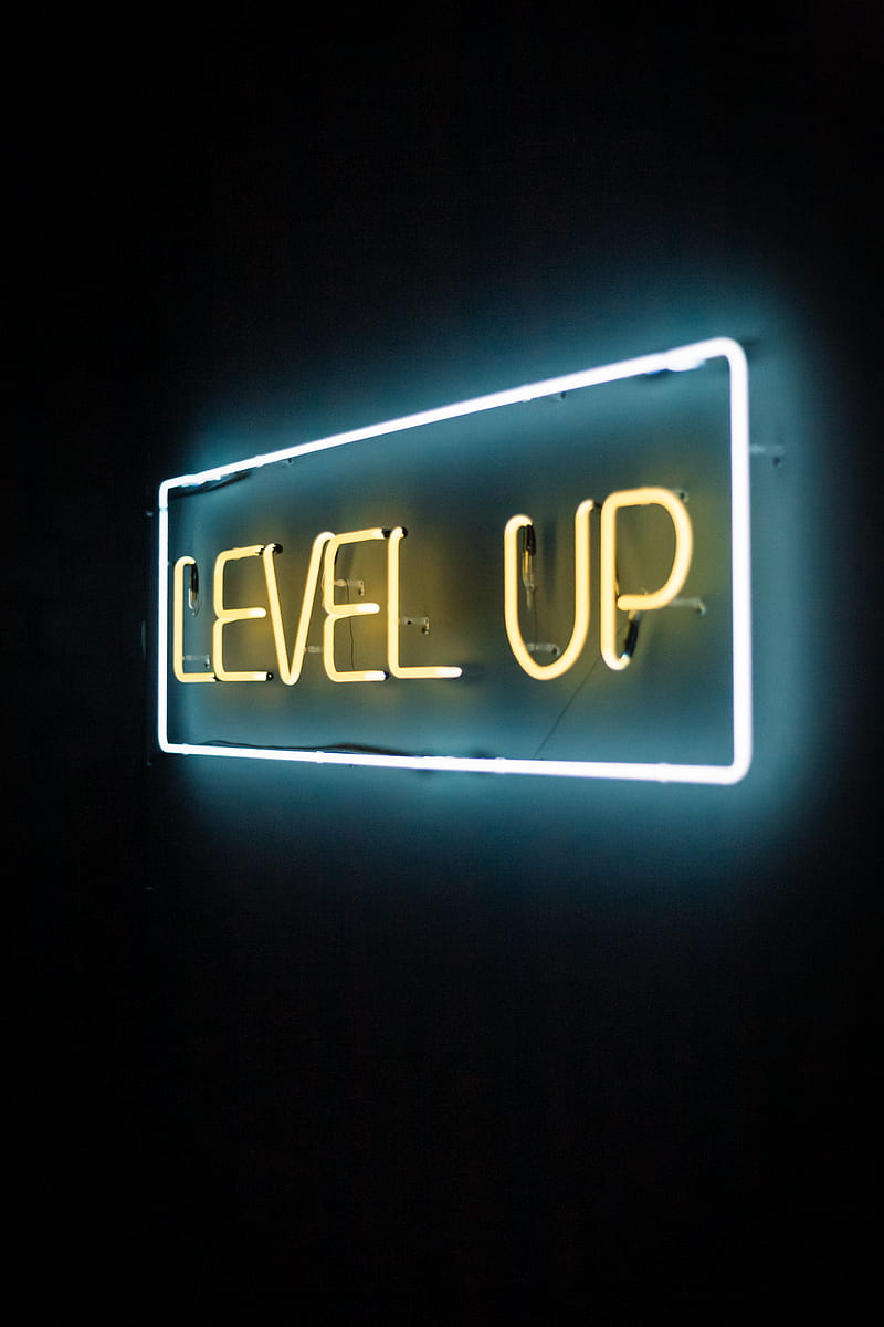 yellow and white level up LED lights, HD phone wallpaper