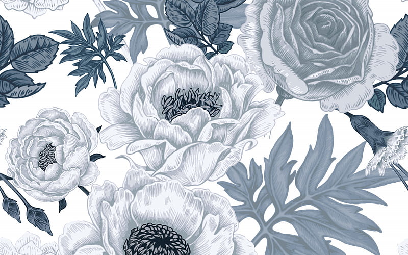 Peonies  Anemones  Large Floral Wallpaper  Milton  King