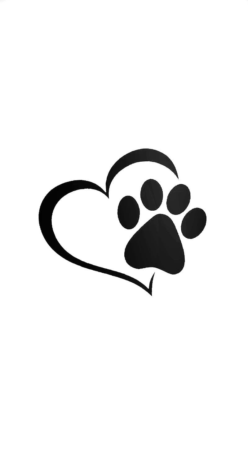 Dog paw, black, heart, white, HD phone wallpaper | Peakpx