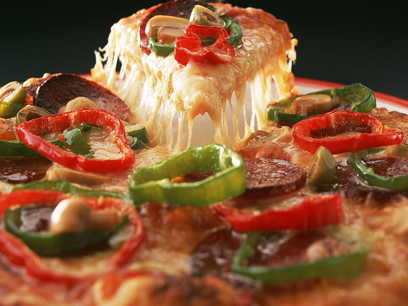PIZZA!, lunch, food, yumm, cheese, hot, pizza, pizza pie, pepperoni, HD wallpaper