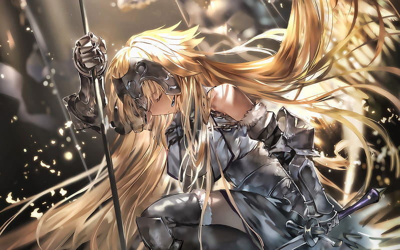 Jeanne d Arc with sword, Fate Apocrypha, darkness, Fate Grand Order, Jeanne d Arc, manga, Fate Series, TYPE-MOON, HD wallpaper
