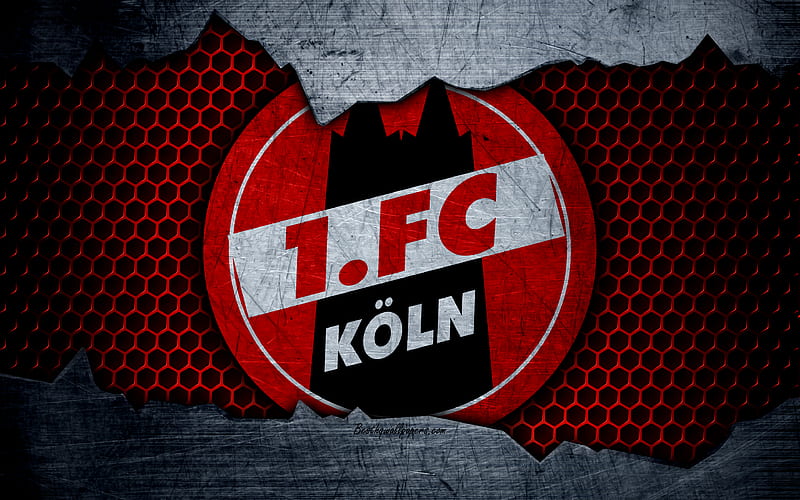 FC Koln logo, Bundesliga, metal texture, soccer, Koln FC, football, HD wallpaper