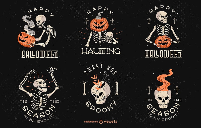 orange, halloween, black, bones, pumpkin, skull, vexels, HD wallpaper