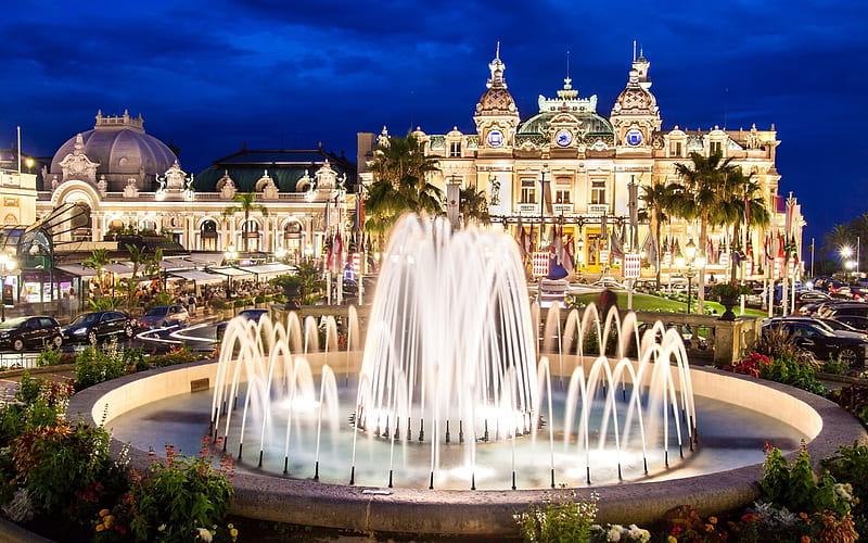 Monte Carlo, Monaco, Casino, Musical Fountain, HD wallpaper