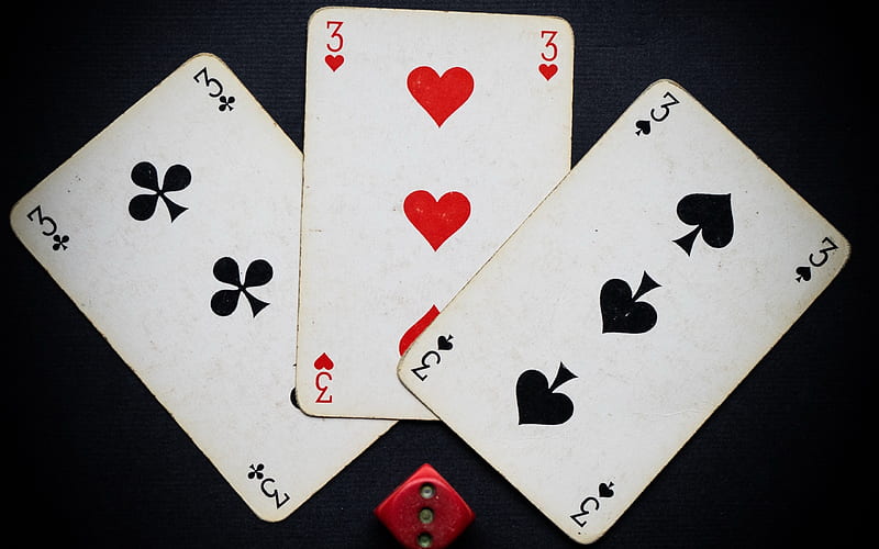 Playing cards, poker concepts, combination of triples, cards, HD wallpaper