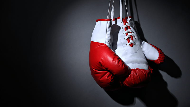 Red White Boxing Glove In Black Background Boxing, HD wallpaper